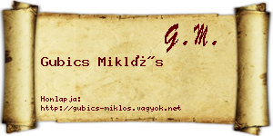 Gubics Miklós névjegykártya